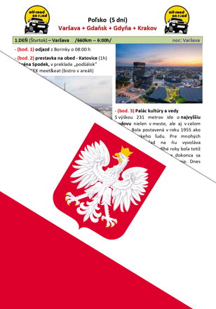 POĽSKO /Varšava - Gdaňsk - Gdyňa - Krakov/ (5 dní)