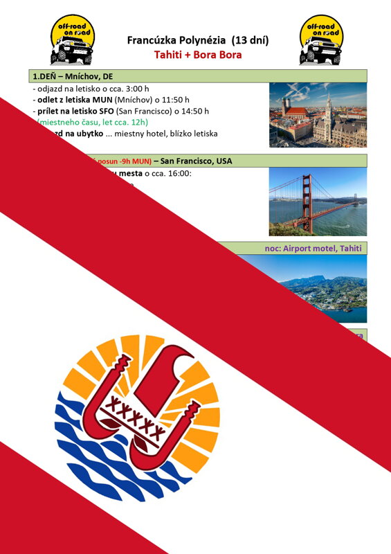 FRANCÚZSKA POLYNÉZIA /Bora Bora + Tahiti/  (13 dní)